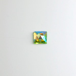 Glass Flat Back Foiled Rauten Rose - Square  06x6MM PERIDOT AB