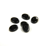 Gemstone Flat Back Single Bevel Buff Top Drilled Stone Oval 08x6MM BLACK ONYX