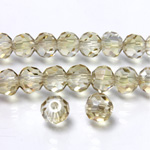 Chinese Cut Crystal Bead 32 Facet - Round 06MM CRYSTAL with TRANSFER GOLD COATING