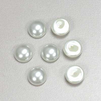 Glass Medium Dome Pearl Dipped Cabochon - Round 10MM WHITE