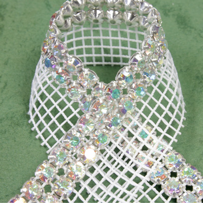 Rhinestone Banding with MC Chaton 2 Row with Net One Edge - Round 19SS CRYSTAL AB-WHITE-SILVER