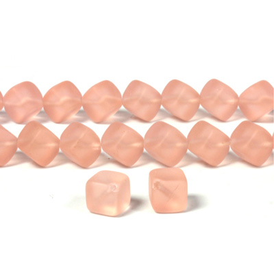 Czech Pressed Glass Bead - Cube with Diagonal Hole 08MM MATTE ROSALINE