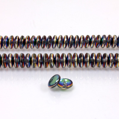 Czech Pressed Glass Bead - Smooth Rondelle 6MM VITRAIL GREEN