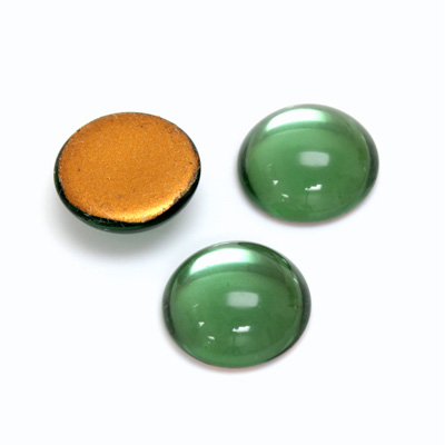 Glass Medium Dome Foiled Cabochon - Round 15MM TURMALINE