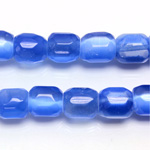 Fiber Optic Synthetic Cat's Eye Bead -  Faceted Barrel 10x8MM CAT'S EYE LT BLUE