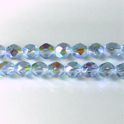Czech Glass Fire Polish Bead - Round 07MM LT SAPPHIRE AB