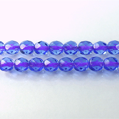Czech Glass Fire Polish Bead - Round 06MM SAPPHIRE PURPLE LINE