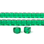 Czech Pressed Glass Bead - Cube 05x7MM EMERALD