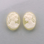 Plastic Cameo - Woman with Ponytail Oval 18x13MM IVORY ON MATTE Crystal