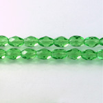 Czech Glass Fire Polish Bead - Oval 07x5MM LT EMERALD