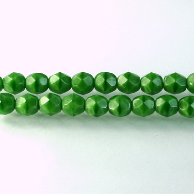 Czech Glass Fire Polish Bead - Round 06MM MOONSTONE GREEN