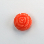 Plastic Carved No-Hole Flower - Round 15MM MATTE ORANGE