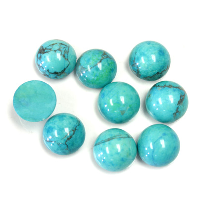 Gemstone Cabochon - Round 09MM HOWLITE DYED CHINESE TURQ