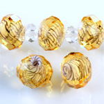 Chinese Cut Crystal Bead - Rondelle 10x12MM LEOPARD LIGHT YELLOW