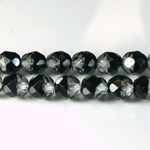 Czech Glass Fire Polish Bead - Round 08MM CRYSTAL/BLACK