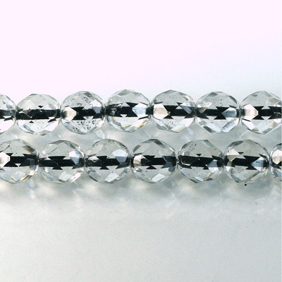 Czech Glass Fire Polish Bead - Round 08MM CRYSTAL BLACK LINE