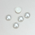 Glass Medium Dome Cabochon Pearl Spray Finish - Round 09MM WHITE