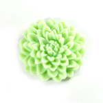 Plastic Carved No-Hole Flower - Mum Resin 33MM MATTE LIGHT GREEN