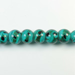 Glass Lampwork Bead - Smooth Round 10MM QUARTZ AGATE TEAL