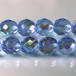 Czech Glass Fire Polish Bead - Round 12MM LT SAPPHIRE AB