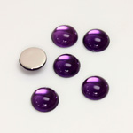 Plastic Flat Back Foiled Cabochon - Round 09MM AMETHYST