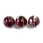 Czech Glass Lampwork Bead - Round 12MM RUBY WHITE SWIRL SILVER LINE 90352