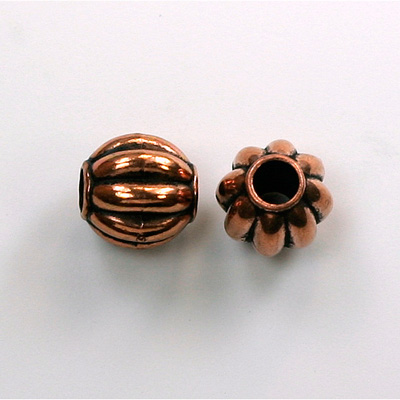 Metalized Plastic Bead - Melon Round 10MM ANT COPPER