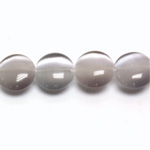 Fiber-Optic Synthetic Bead - Cat's Eye Smooth Lentil Round 12MM CAT'S EYE LT GREY