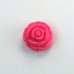 Plastic Carved No-Hole Flower - Round 15MM MATTE PINK