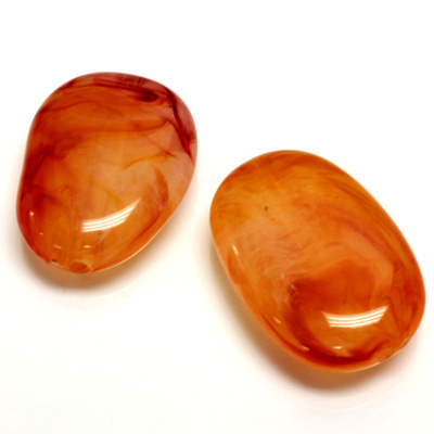 Plastic  Bead - Mixed Color Smooth Flat Kidney 25x20MM CORNELIAN AGATE