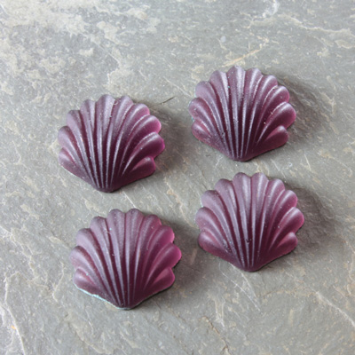 Glass Cabochon - Shell 14MM MATTE DARK AMETHYST Foiled