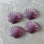 Glass Cabochon - Shell 14MM MATTE DARK AMETHYST Foiled