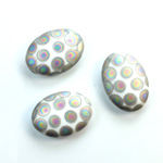 Glass Low Dome Buff Top Cabochon - Peacock Oval 18x13MM MATTE WHITE