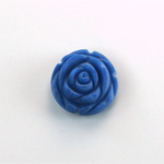 Plastic Carved No-Hole Flower - Round 15MM MATTE BLUE