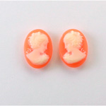 Plastic Cameo - Woman with Bow Oval 14x10MM IVORY ON CORNELIAN