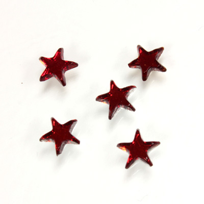 German Glass Flat Back Foiled Mirror - Star 6MM RUBY