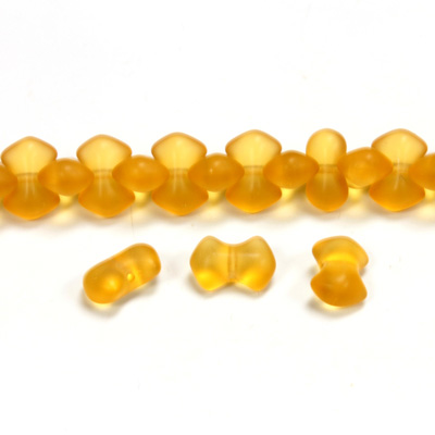 Czech Pressed Glass Bead - Smooth Bow 09x5MM MATTE TOPAZ
