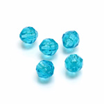 Plastic Bead - Transparent Faceted Round 08MM AQUA