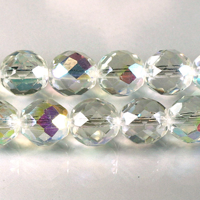 Czech Glass Fire Polish Bead - Round 12MM CRYSTAL AB