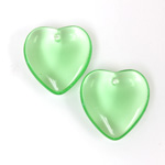 German Pressed Glass Pendant - Smooth Heart 15MM PERIDOT