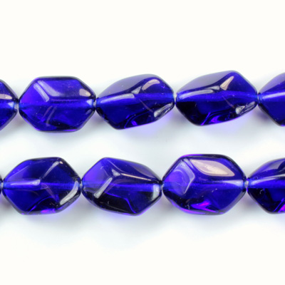 Czech Pressed Glass Bead - Cushion Octagon 14x10MM COBALT