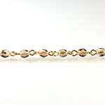 Linked Bead Chain Rosary Style with Glass Fire Polish Bead - Round 4MM SMOKE TOPAZ-GOLD