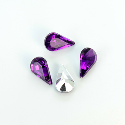 Plastic Point Back Foiled Stone - Pear 13x8MM AMETHYST