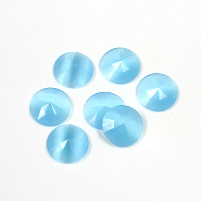Fiber-Optic Flat Back Cabochon - Rauten Rose Round 09MM CAT'S EYE AQUA