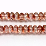 Czech Glass Fire Polish Bead - Rondelle Donut 07x4MM 1/2 Coated CRYSTAL/ROSE