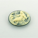 Plastic Cameo - Mermaid on Shore Oval 25x18MM IVORY ON BLACK FS
