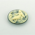 Plastic Cameo - Mermaid on Shore Oval 25x18MM IVORY ON BLACK FS