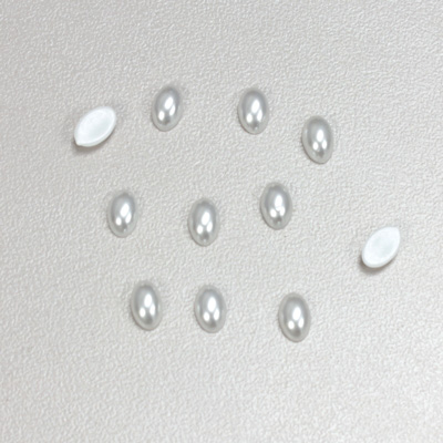 Plastic Medium Dome Pearl Cabochon - Oval 06x4MM WHITE
