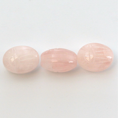 Gemstone Scarab Bead with Large Hole - Oval 16x12MM ROSE QUARTZ