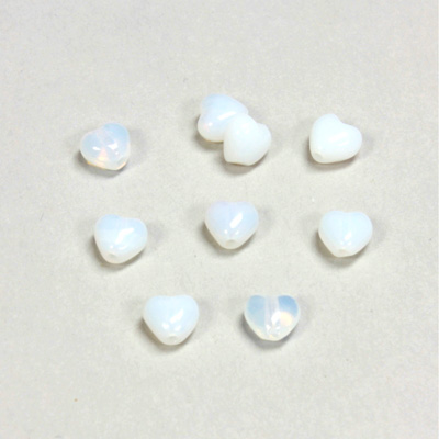 Czech Pressed Glass Bead - Smooth Heart 06x6MM WHITE OPAL